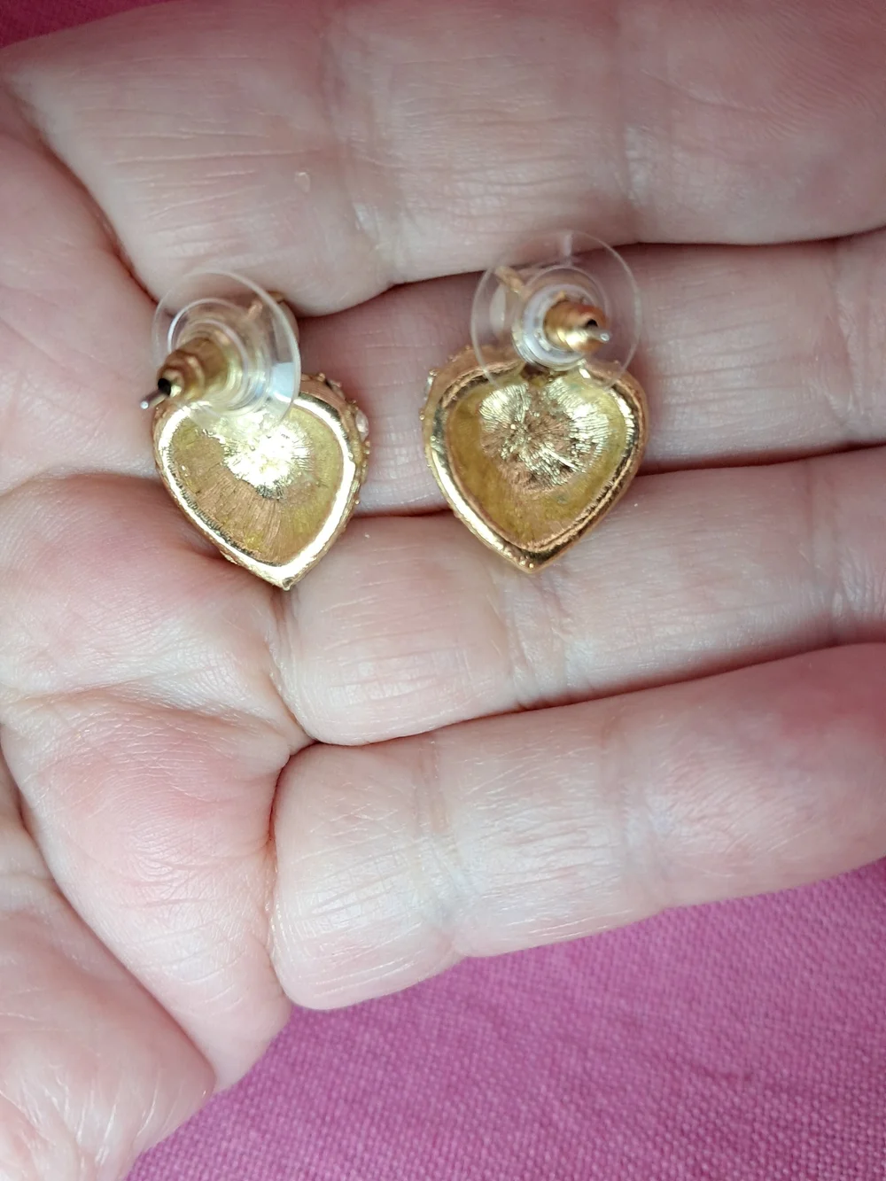Vintage Chic  Goldtone Pave Crystal Heart & Faux Pearl Stud Earrings